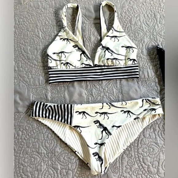 Boys + Arrows Dinosaur Print Bikini - Black and White - Picture 1 of 3